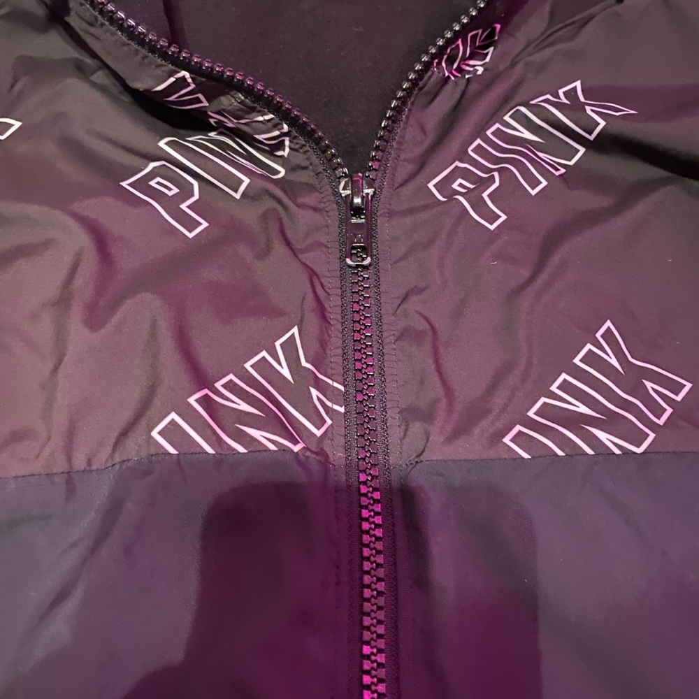 PINK Black Logo Windbreaker